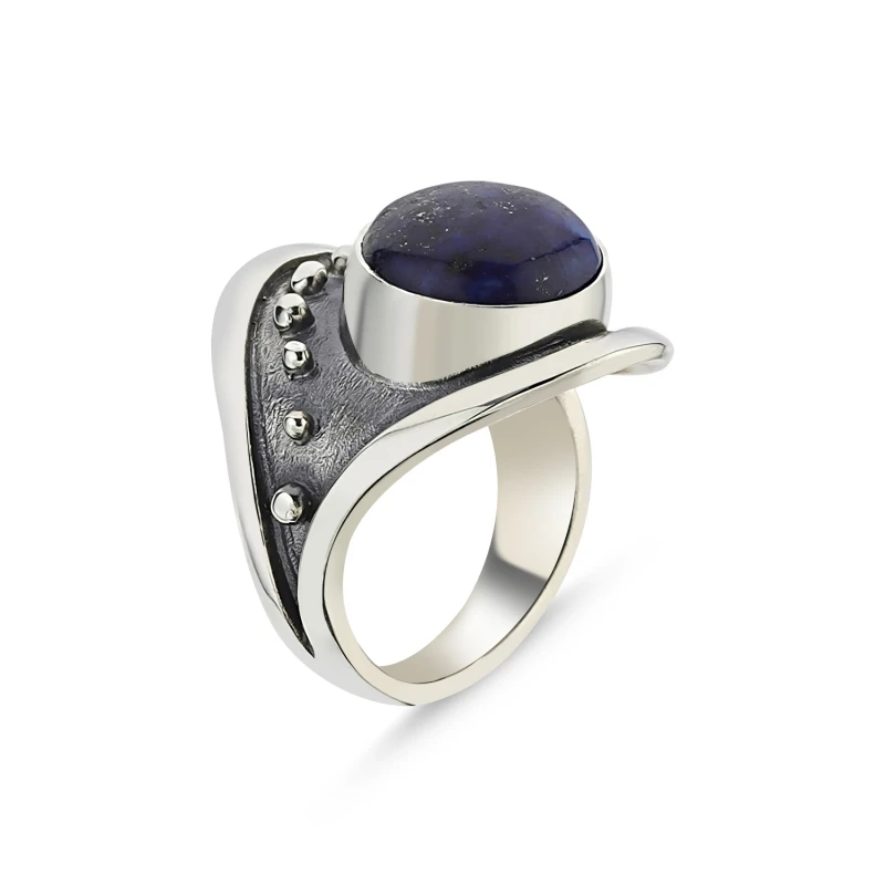 

Silverlina Silver Lapis Lazuli Stone Handwork Ring