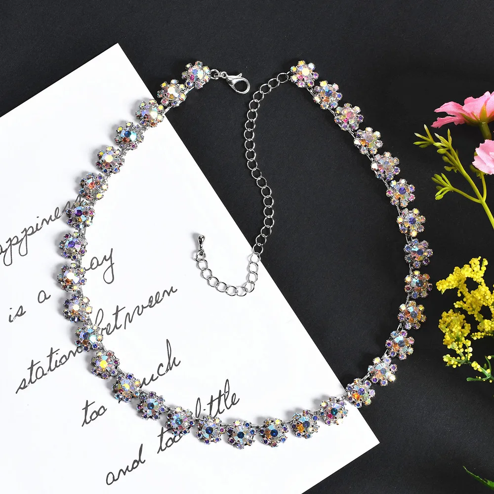 

Стразы ожерелье, ретро модные ювелирные изделия с кристаллами, красочные девушки, блестящие Выпускной, свадебные аксессуары CORUIXI H94515