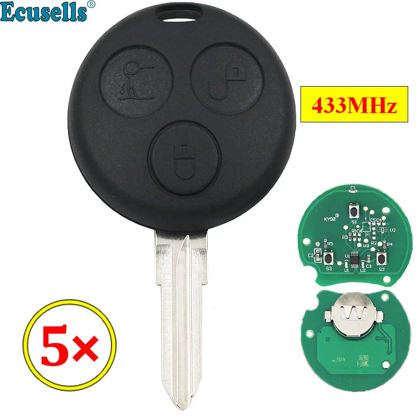 Брелок дистанционного управления с 3 кнопками для Mercedes-Benz Smart City Fortwo Passion Pulse Rpadster 5