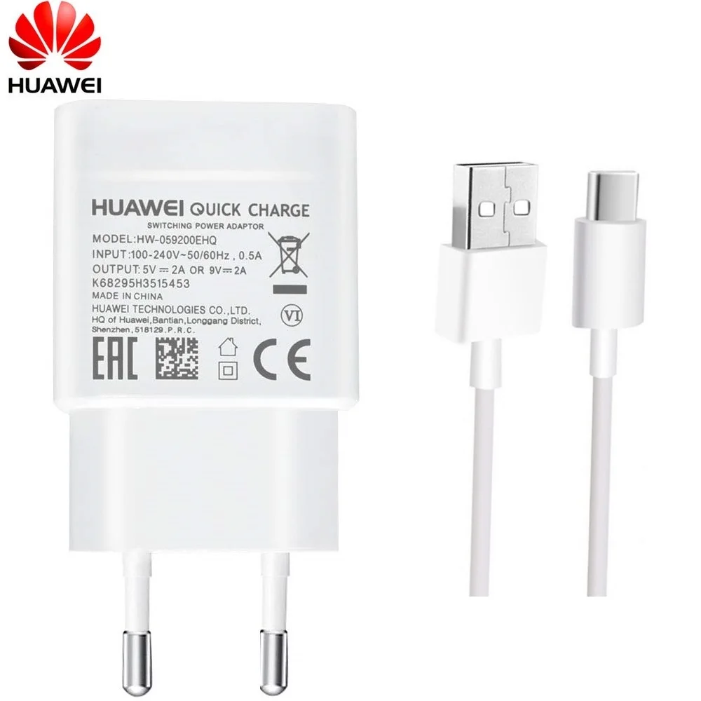 Зарядное устройство Huawei для Nova 3 3i 4 Honor 9 8X P7 P8 P9 P10 P20 Lite Mate 7 8 В 2 А QC 2.0 USB Type C быстрая