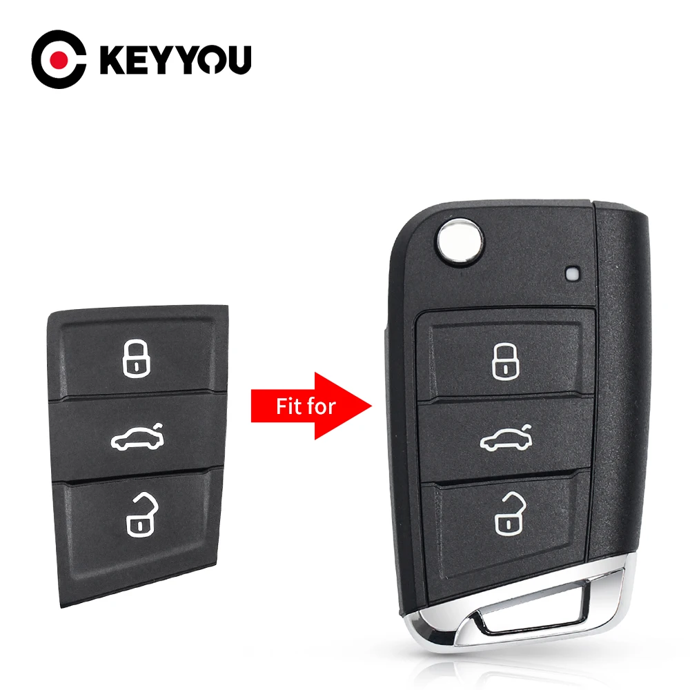 

KEYYOU Replacement Rubber 3 Buttons Flip Car Key Pad For VW Golf 7 4 5 Mk4 6 For Skoda Octavia For Seat Leon Ibiza Altea New