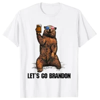 lets go brandon bear drinking beer usa flag vintage t shirt