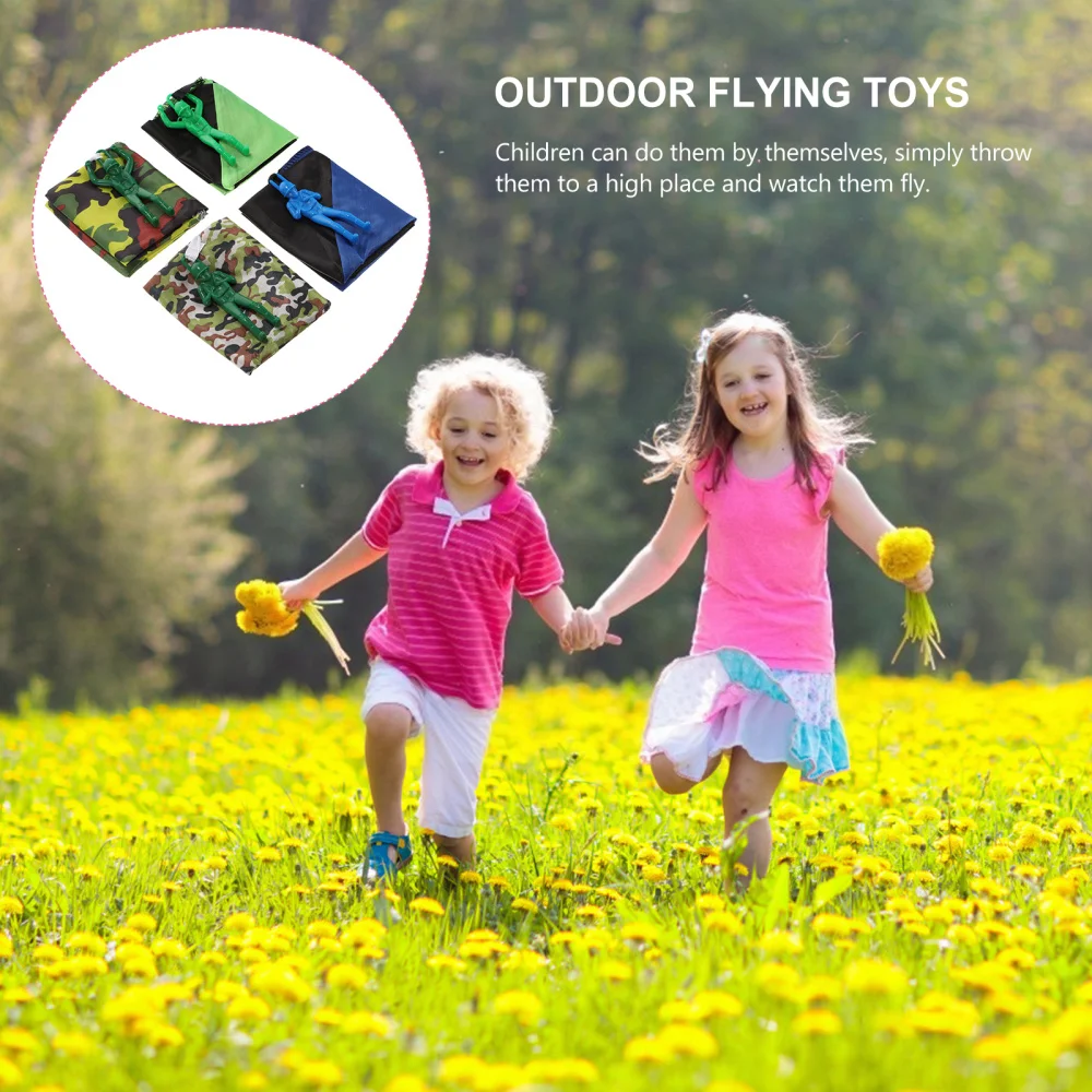 

4Pcs Kids Parachute Toys Hand Throw Toys Outdoor Playthings (Assorted Color)