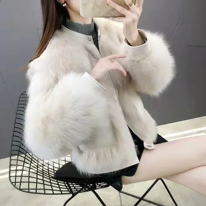 

2021 Grass Winter Coat Women's Short Fur One Young Fashion Slim The New Listing Recommend Best Furry Harajuku Kawaii Temperament