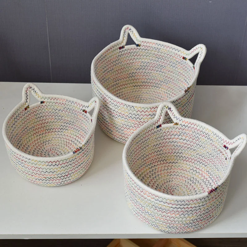 

Cartoon Animals Storage Basket Cat Shaped Hand Woven Kids Toys Desktop Organizer Sundries Storage Basket Box Laundry Baskets