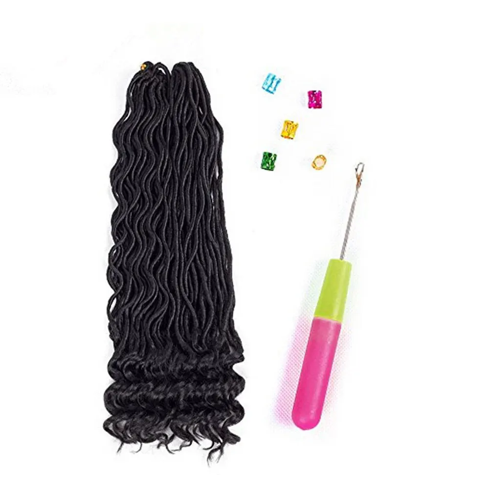 Goddess Locs вязанные крючком волосы искусственные с кудрявыми концами косички