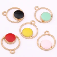 20pcslot circle oil dripping alloy jewelry pendant simple style earring keychain bracelet diy accessories charms 2117mm