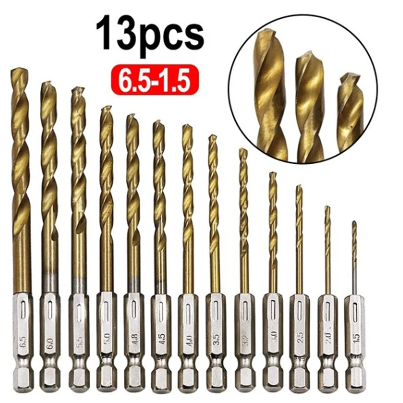 

Высококачественная Шестигранная ручка из быстрорежущей стали, 13 шт., 6,35 мм, спиральное сверло, Электрическая отвертка, бита 1,5-6,5, шестигранн...