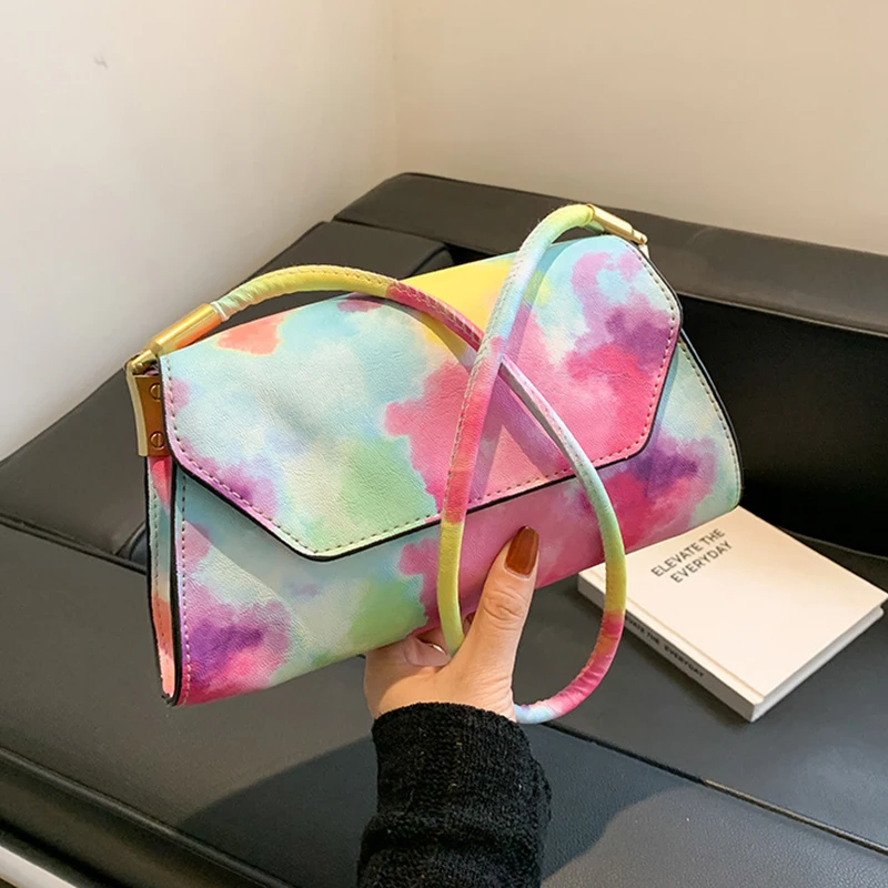 

Women's Handbag Simple And Fashionable Smudge Gradient Color Square Bag Female's Shoulder Messenger Bags 2021 Fashion Purse