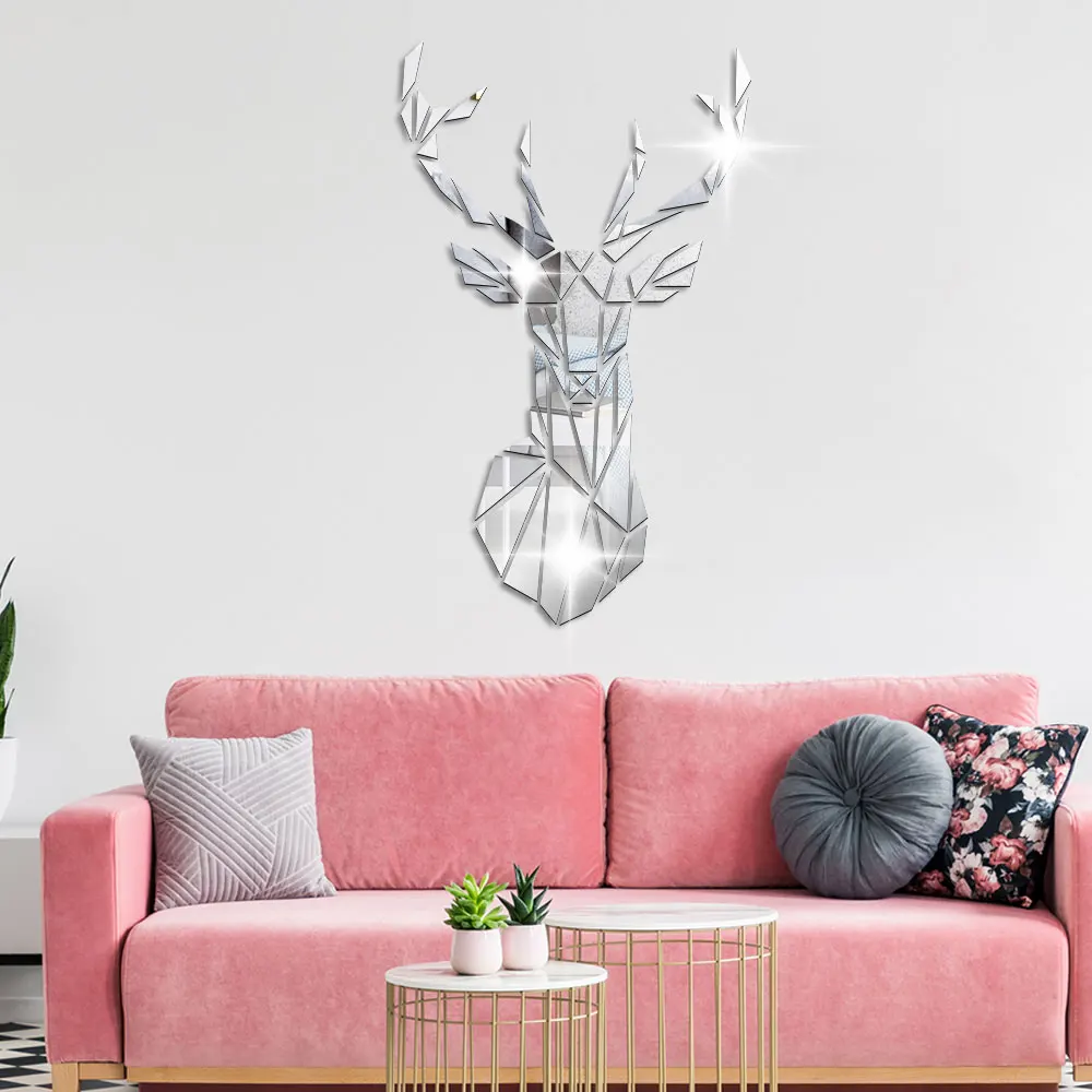 Геометрическая голова оленя акрил с зеркальным эффектом модный домашний декор