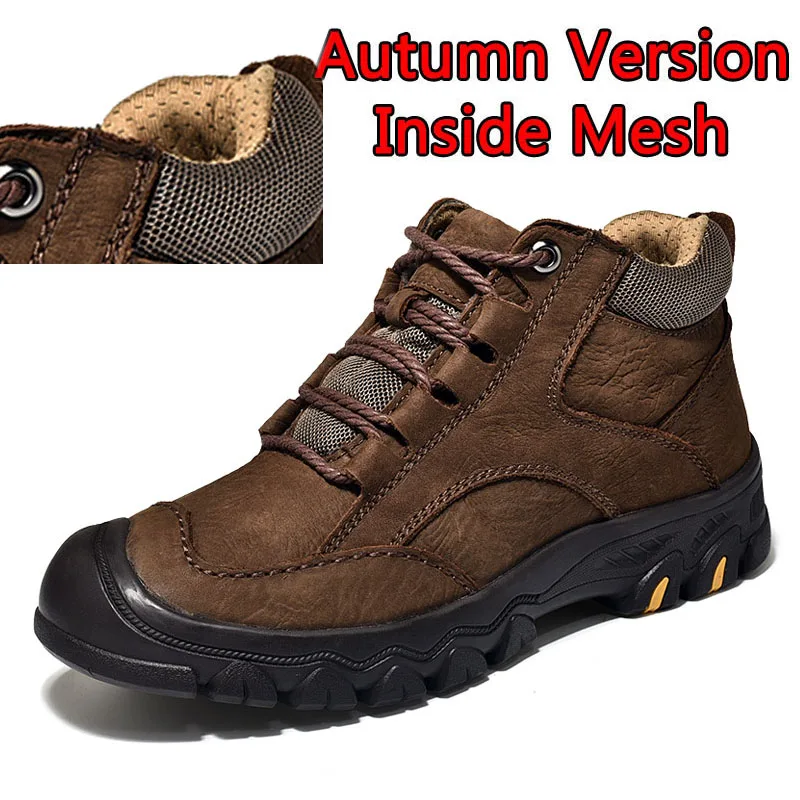 Autumn Brown SURGUT/Зимние военные тактические ботинки для мужчин; кожаные уличные кроссовки с круглым носком; мужская повседневная обувь для пустыни; большие размеры 38-46 - Цвет: Autumn Brown