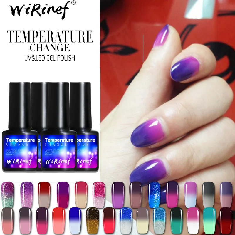 

WiRinef Temperature Gel Polish Thermal Change Gel Lacquer UV Chameleon Change Hybrid Varnish Semi Permanent Magic Gel Polish