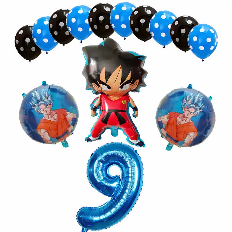 Темно-серый 14 шт./компл. с мультяшными принтами, 7 Dragon Ball шар вуконг» Фольга шар шара с цифрой День рождения украшения Гоку для мальчиков детские игрушки расходные материалы - Цвет: Темно-серый