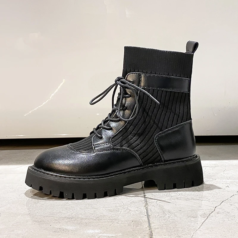 

Женские сапоги с высоким верхом летающего плетения, бархатные теплые модные Универсальные повседневные сапоги, Нескользящие износостойки...