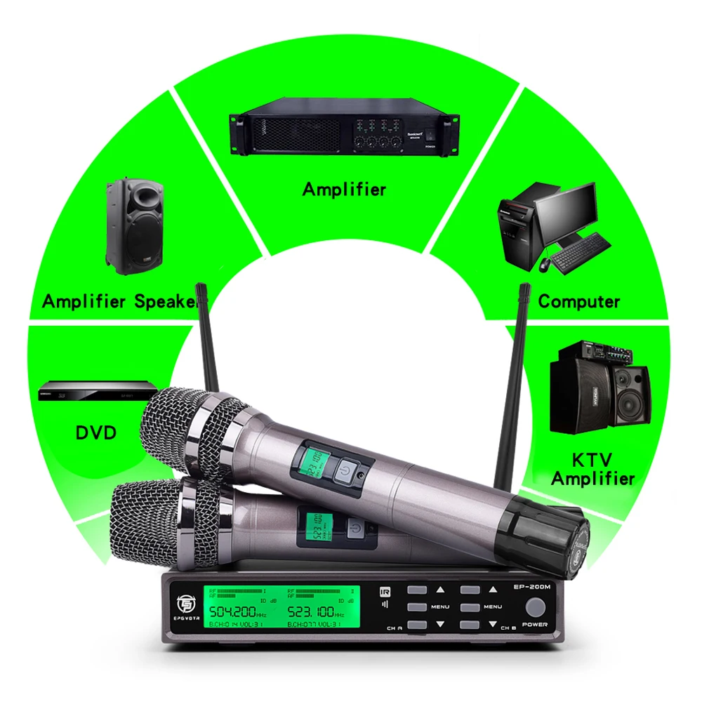 EPGVOTR UHF беспроводной микрофон профессиональный караоке ручной металлическая