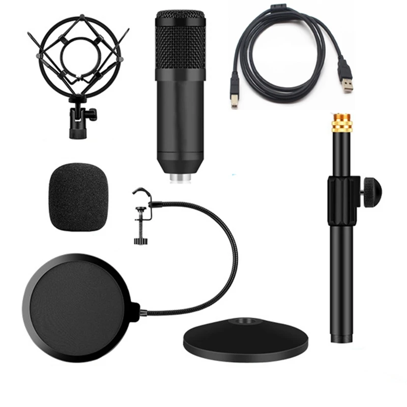 Studio Broadcast Microphone Professional Podcast Streaming Microphone Kit For Computer Condenser Mic With Holder Sound Card USB enlarge