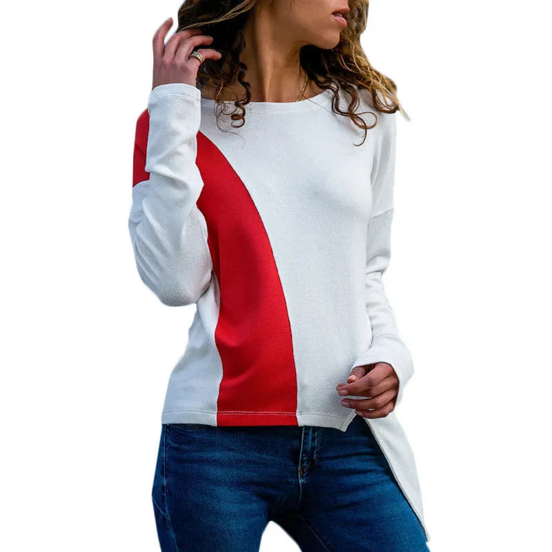 Хлопковая белая повседневная женская футболка модная свободная Асимметричная с