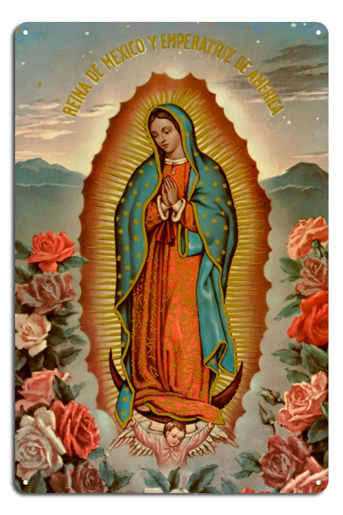 

Virgin Mary of Guadalupe Catholic Mexican Plaque Metal Tin Sign Signage Living Room Cinema Kitchen Corridor Decoration 12*8 Inch
