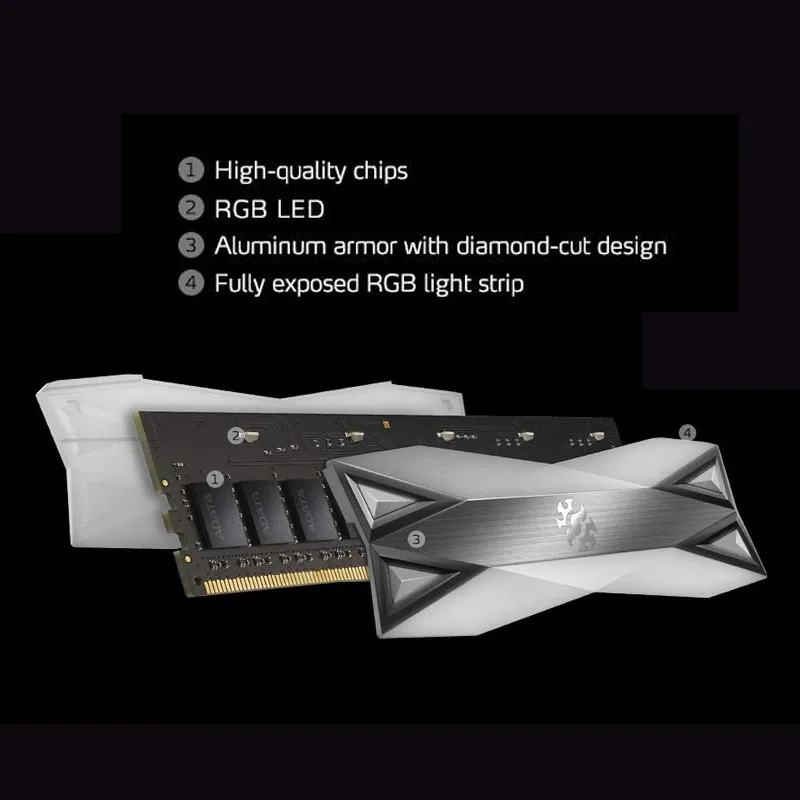 Память ADATA XPG D60 RGB для настольного ПК ОЗУ модуль памяти 16 ГБ 32 DDR4 PC4 3200 МГц 3600 4133 DIMM
