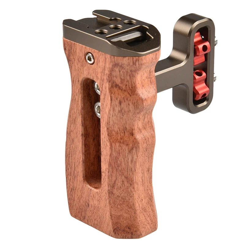 

VLOGMAGIC мини древесины Боковая ручка с двойной 1/4 "-20 винтовое крепление для Camaer клетка Риг