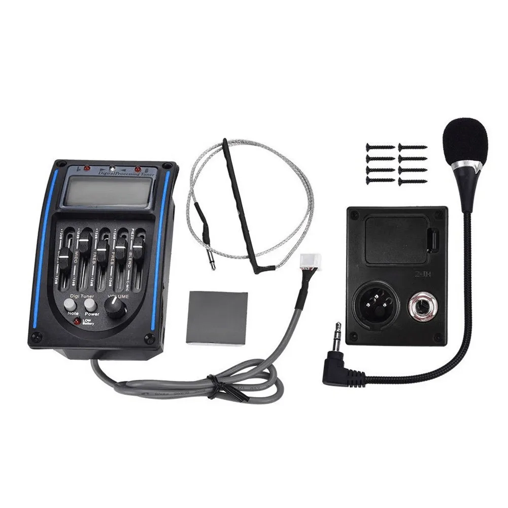

5-band Guitar Pickup With LCD Screen Microphone Acoustic Guitar Preamp Equalizer Piezoelectric Pickup Amplifier LCD Tuner + MIC