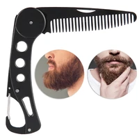 stainless steel beard comb folding for men beard mustache styling comb folding comb shape beard style