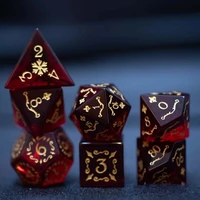 red dnd dice set cthulhu polyhedral dice handmade engraved beads magic energy arabesque dice for dd rpg board table games gift
