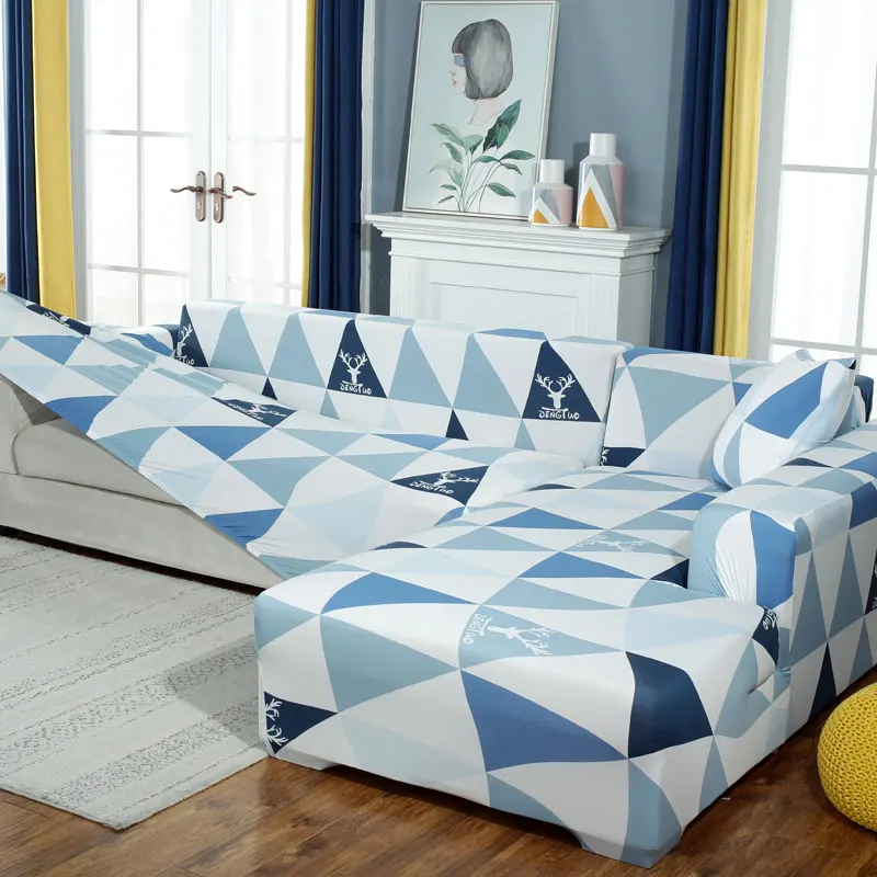 

Corner Sofa Covers For Living Room Elastic Spandex Slipcovers Couch Cover Stretch Sofa Towel L shape need buy 2piece