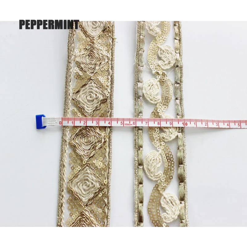 1 ярд 4 см Вышивка пайеток золотая тесьма лента Этническая для одежды сумка декор