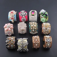 baroque flower tassel bracelets with opening bracelet womens cross wristband bijoux femme bead bangle 4812