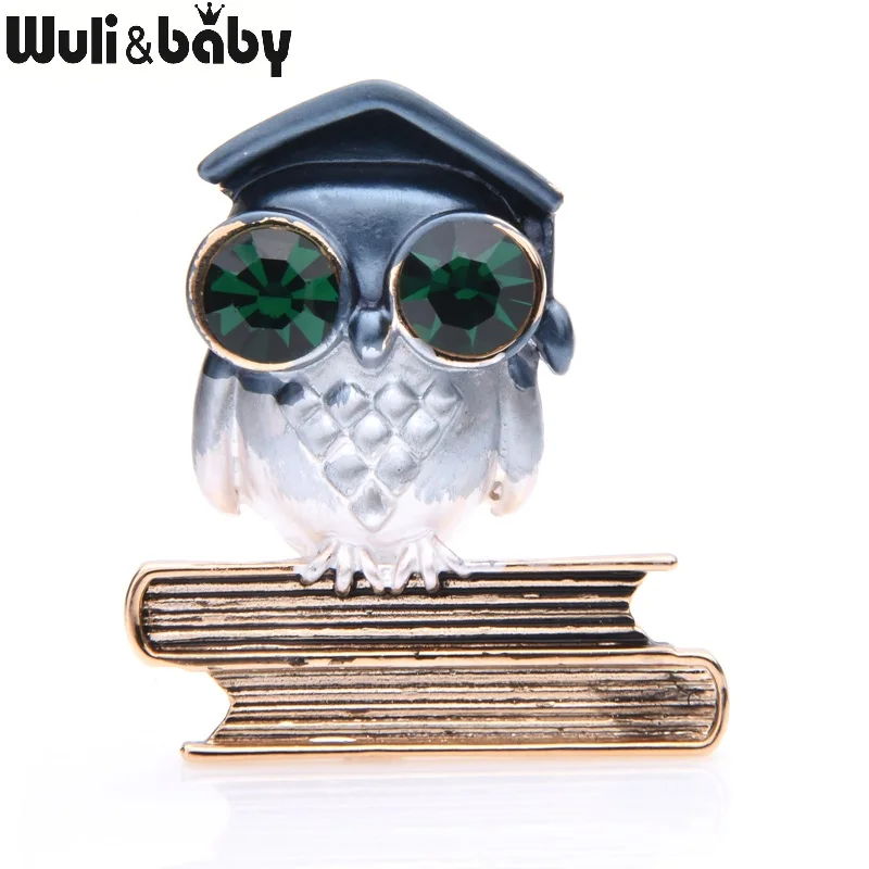 Wuli&baby, доктор сова, броши для женщин, сплав, эмаль, птица, животное, повседневная брошь для вечеринки, булавки, подарки