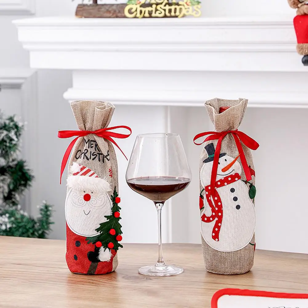 

Christmas Wine Bottle Cover Merry Christmas Decorations For Home Decor 2021 Christmas Ornament New Year 2022 Xmas Navidad Gifts