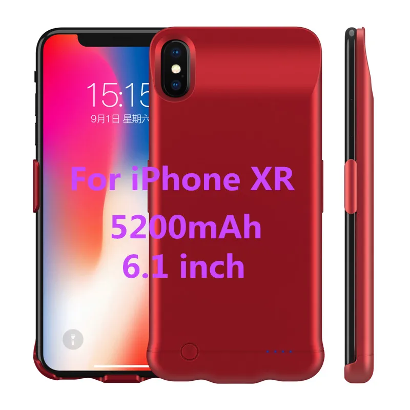 Red for XR 6.1 6200 мАч чехол для зарядного устройства для iPhone XS Max power чехол 5200 мАч портативный резервный внешний аккумулятор чехол для iPhone XR чехол для зарядки - Цвет: Red for XR 6.1