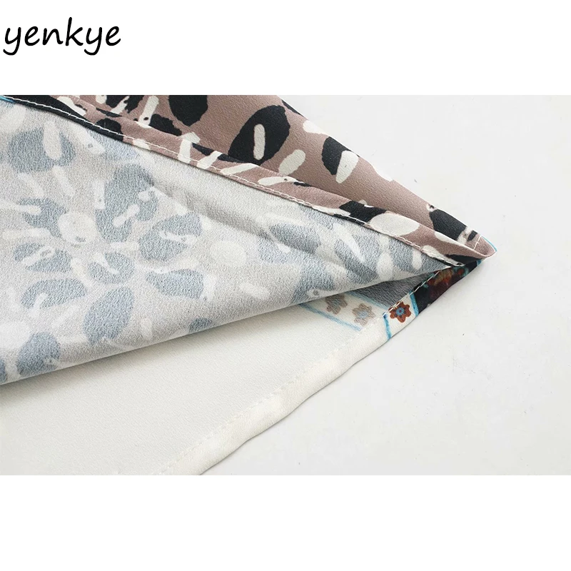 

Vintage Patchwork Print Wrap Dress Women Long Sleeve V Neck Dress Lady Spring 2020 Casual A-line Long Dress XNWM9352