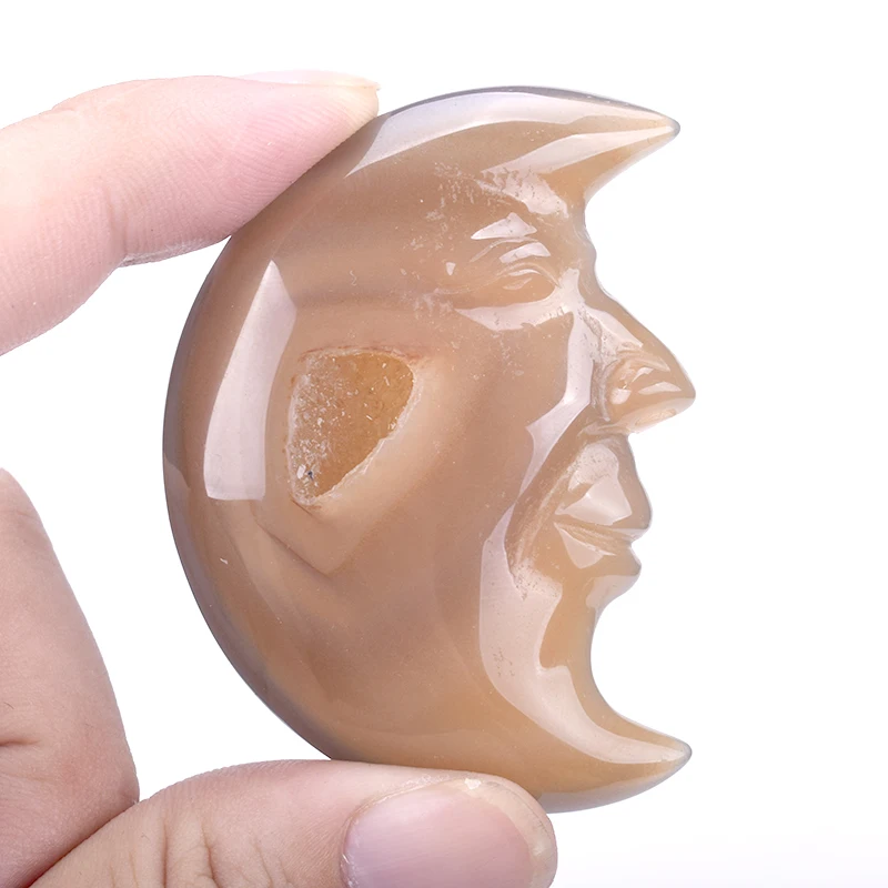 Кристалл луна лицо срез Агатовой друзы натуральный драгоценный камень резные