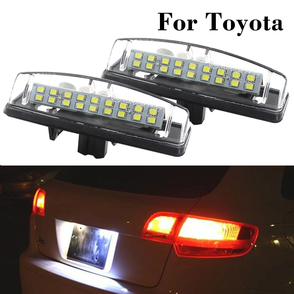 

2 Pcs For Toyota Camry Aurion Avensis Verso Echo 4D Prius Car License Number Plate Light Lamp Assembly Canbus 18 LED Auto Luces
