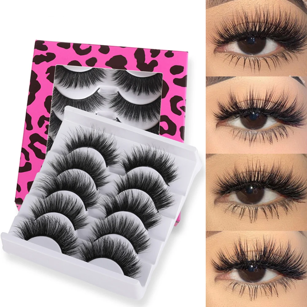 

5 Pairs 3D Fake Eyelashes Long Thick Natural False Eye Lashes Set Makeup Soft Fluffy Eyes Makeup Cosmetics Color False Eyelashes