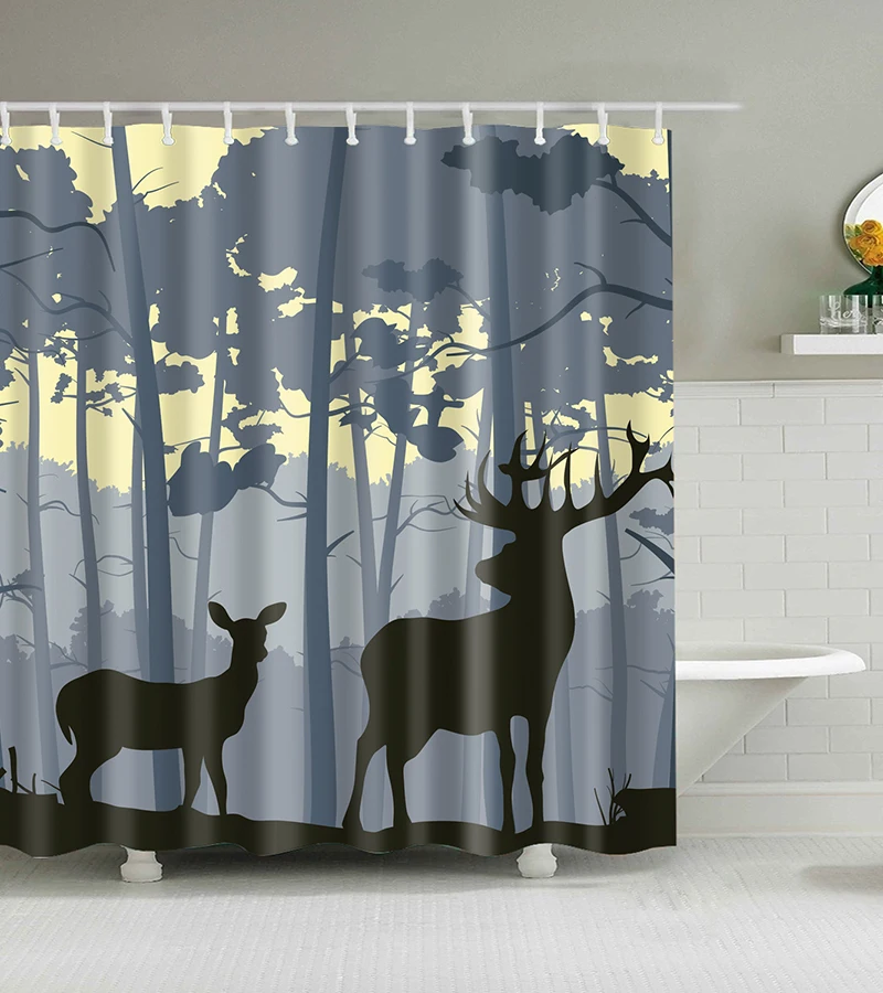 

elephant shower curtain waterproof forest deer bathroom curtain polyester fabric bath curtain