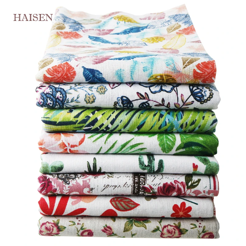 Тканевая ткань из хлопка и льна с цветочным принтом для сделай сам квилтинга