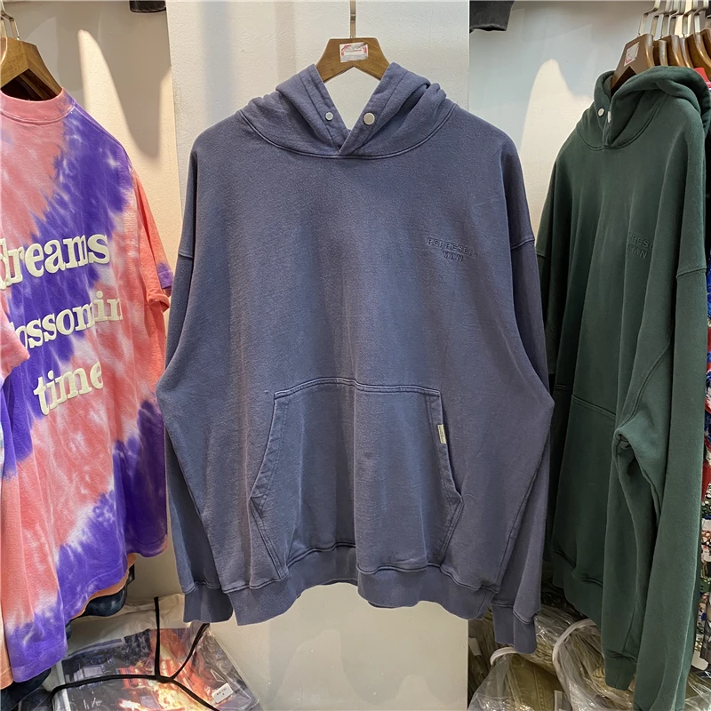 

Толстовка с капюшоном 2021fw для мужчин и женщин, худи без рисунка, эффект потертости, 1:1