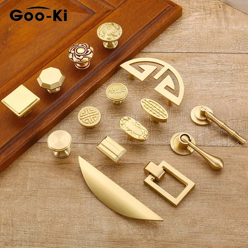 Европейская винтажная золотая ручка из чистой меди кухонный шкаф ручки двери