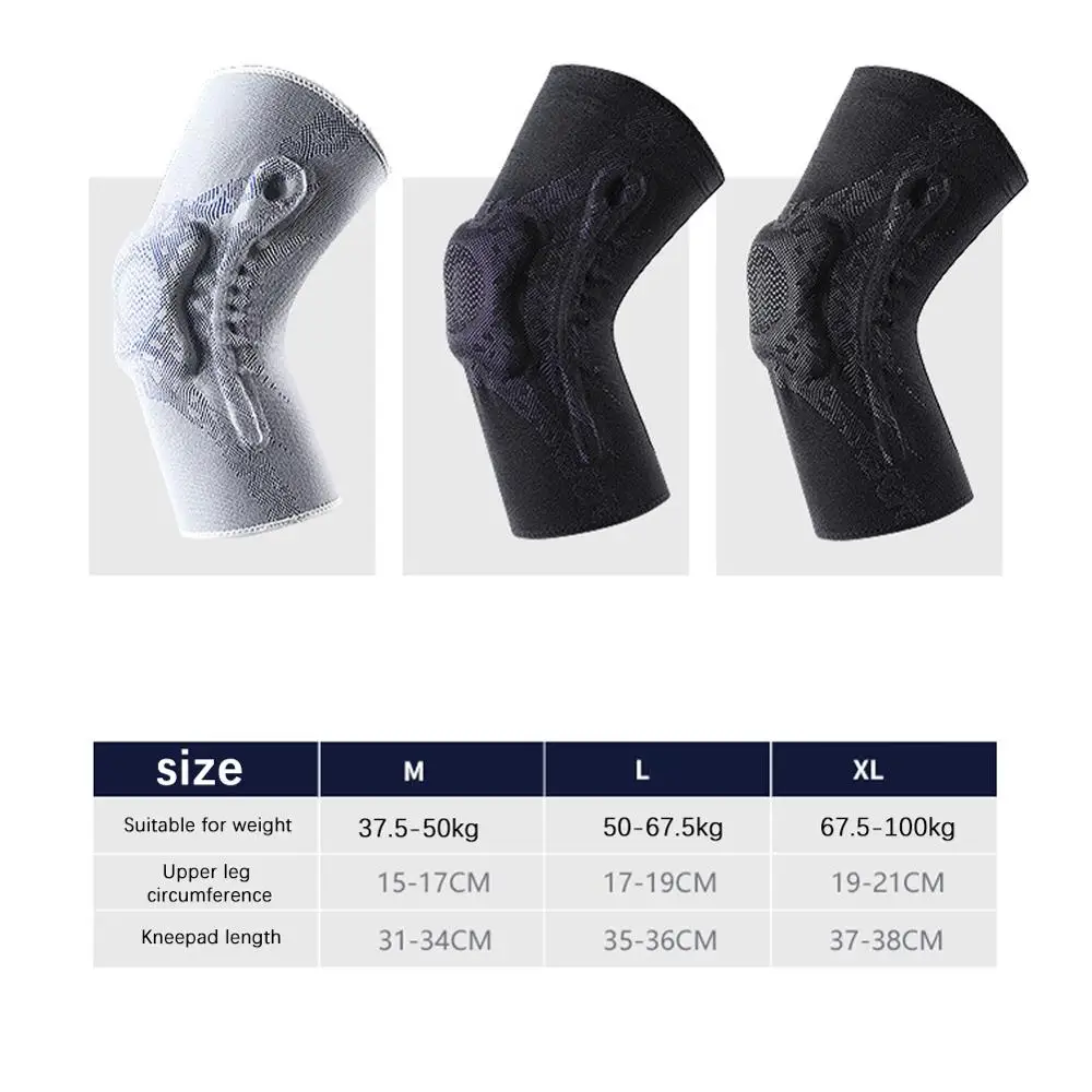 

1 pcs Knee Protector Brace Silicone Spring Knee Pad Basketball Running Compression Knee Sleeve Support Sports Kneepads