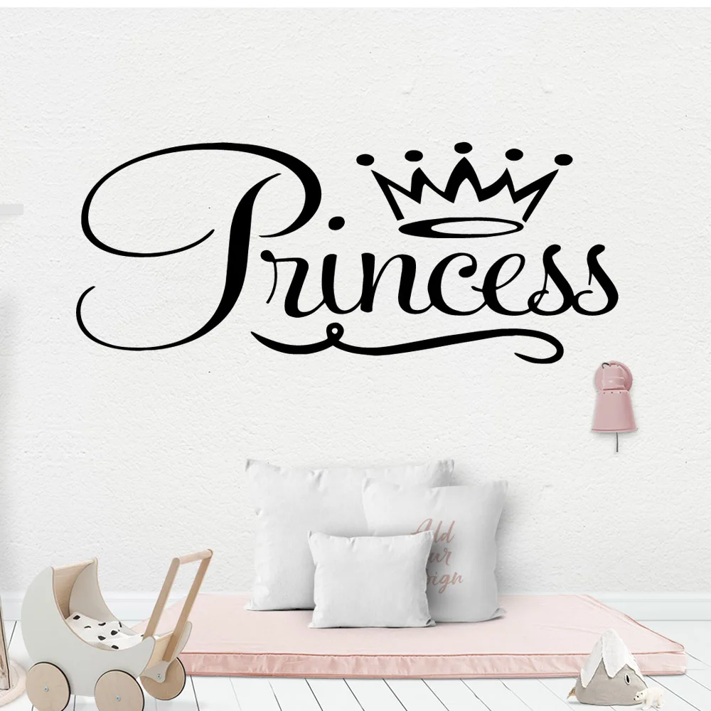 Виниловая настенная наклейка принцессы с мультяшной короной наклейки для