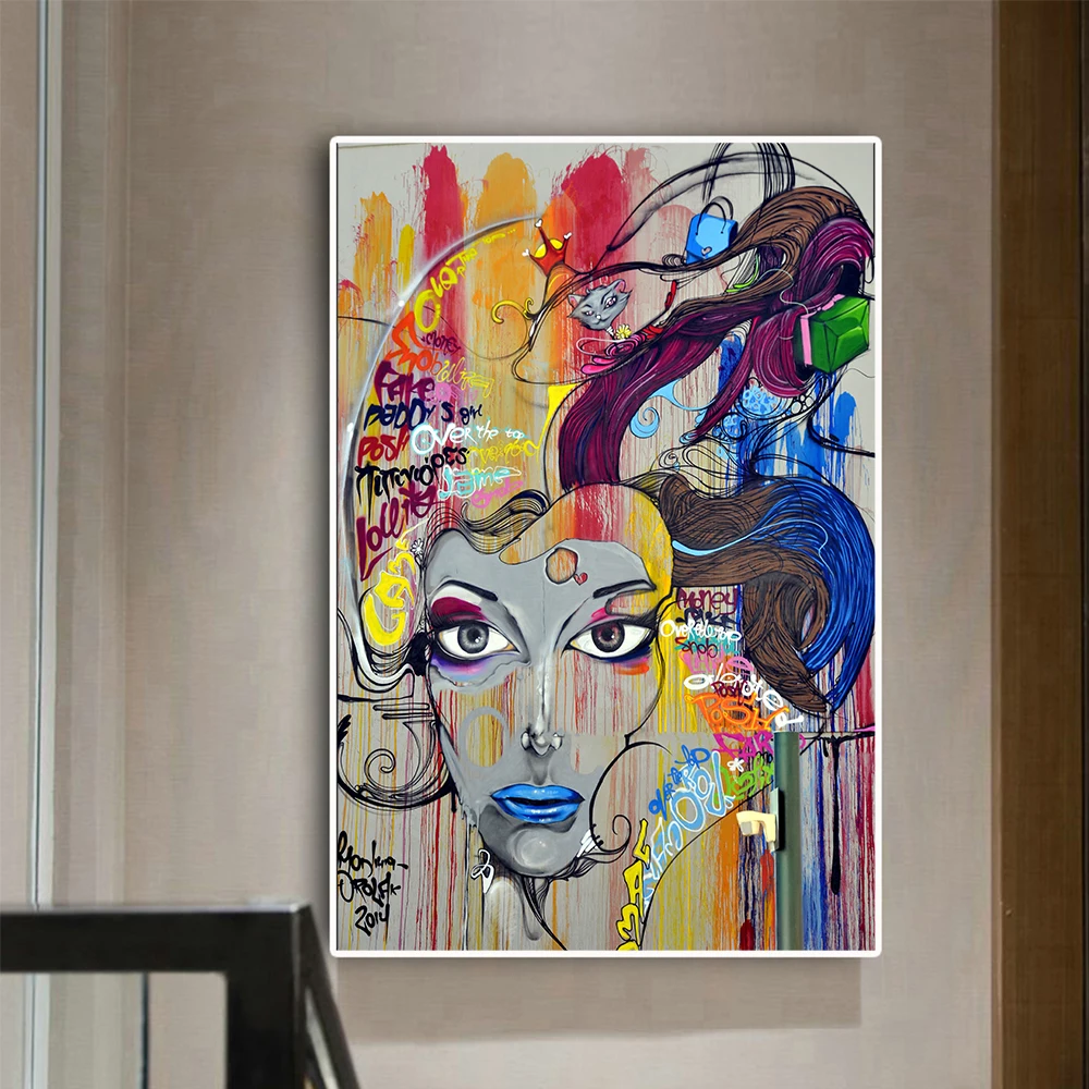 Современные красочные художественные постеры с граффити красивые женские