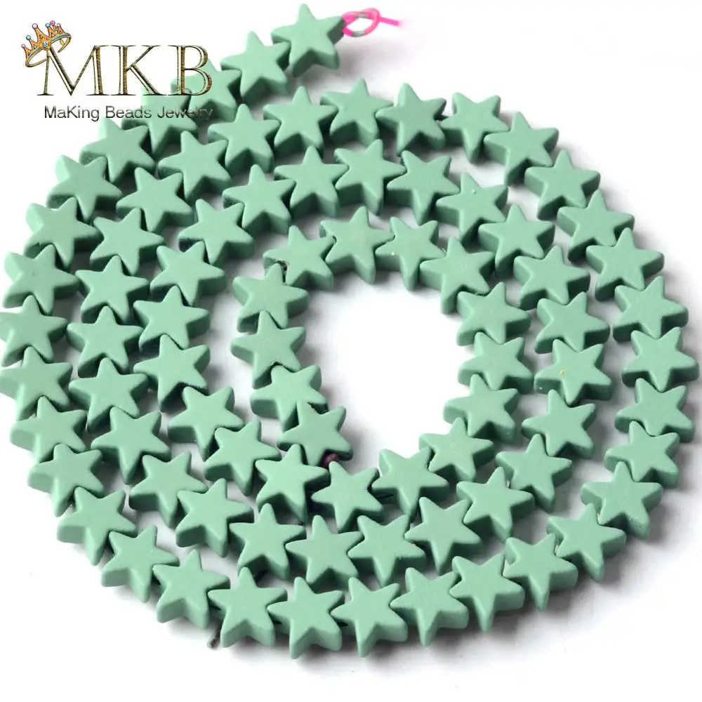 Светло зеленые гематитовые матовые резиновые пятиконечные бусины из