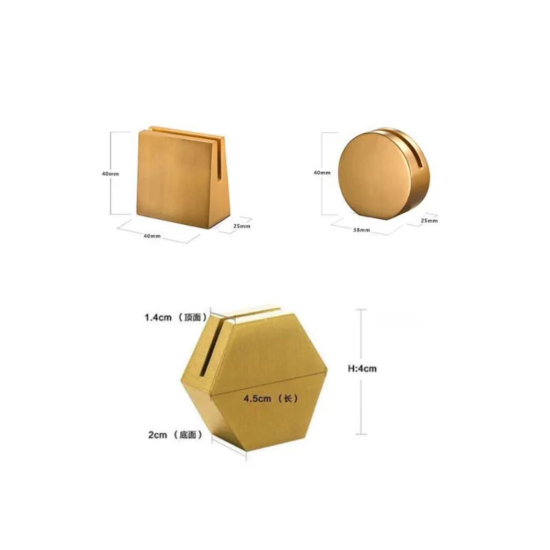 

Nordic Simple Geometric Photo Clip High Quality Floor Type Solid Color Brass Card Display Stand Home Office Desktop Decoration