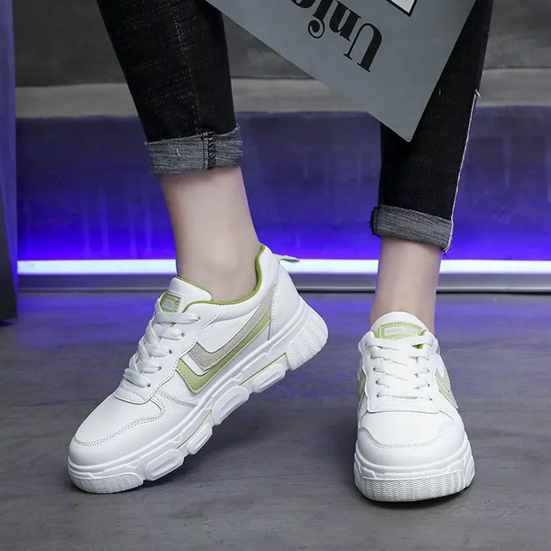 

Female Thick Bottom Sneakers white Colors Round Toe Platform Shoes Ladies / Women Flats Casual Shoes A63-69