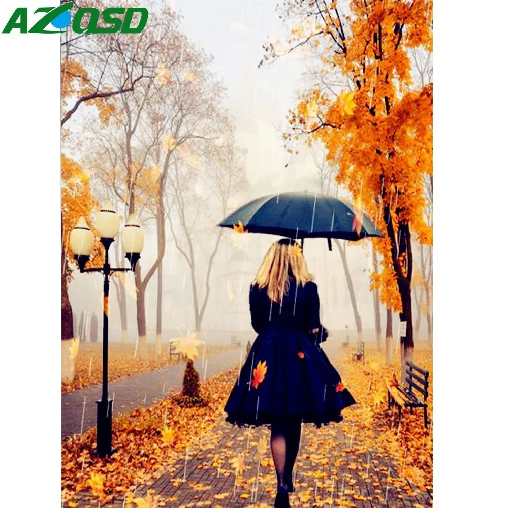 

AZQSD Алмазный Зонт с вышивкой Алмазная мозаика для девочек Сделай Сам полностью квадратная Вышивка крестом Стразы алмазная живопись подарок...