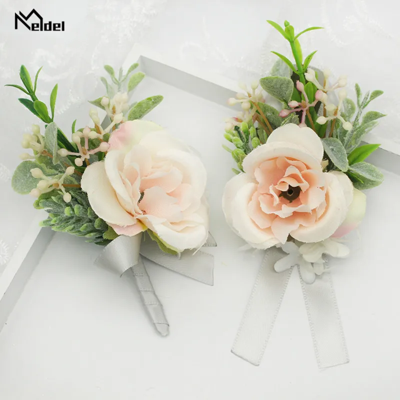 Свадебный бутоньерка с розовыми розами для подружки невесты бутоньеркой