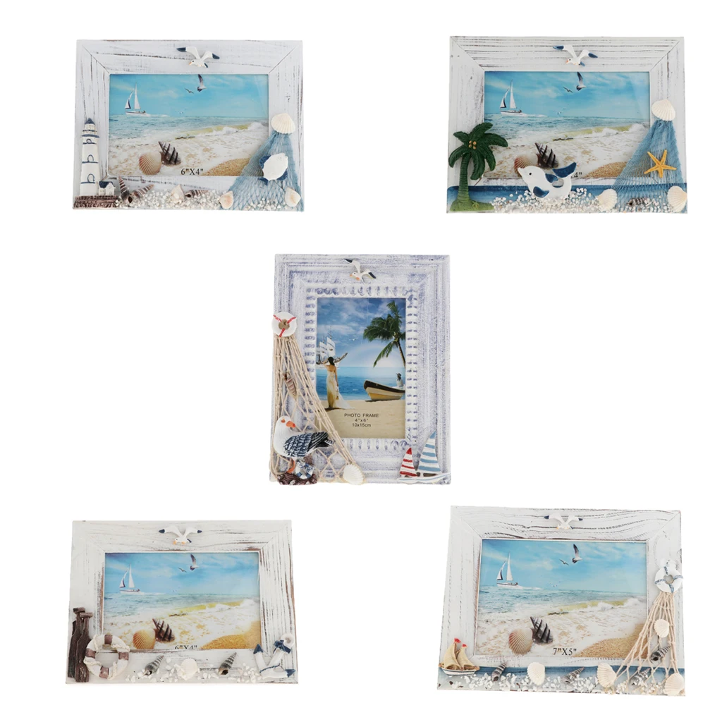 

Chic Wooden Photo Picture Frame Family Wedding Photo Holder for Home Wedding Beach Hut Cottage Decoration